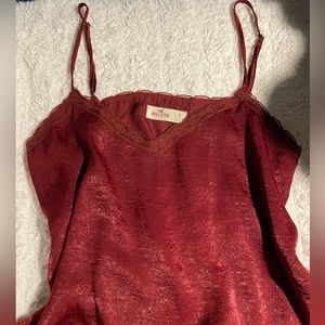 Red hollister satin tank